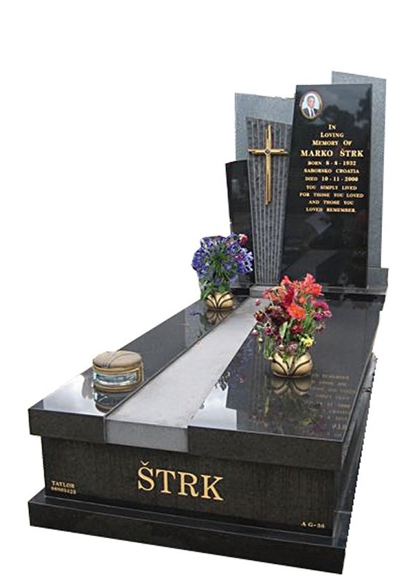 Springvale B G Black Indian Granite Full Monument Strk Cemetery Memorial