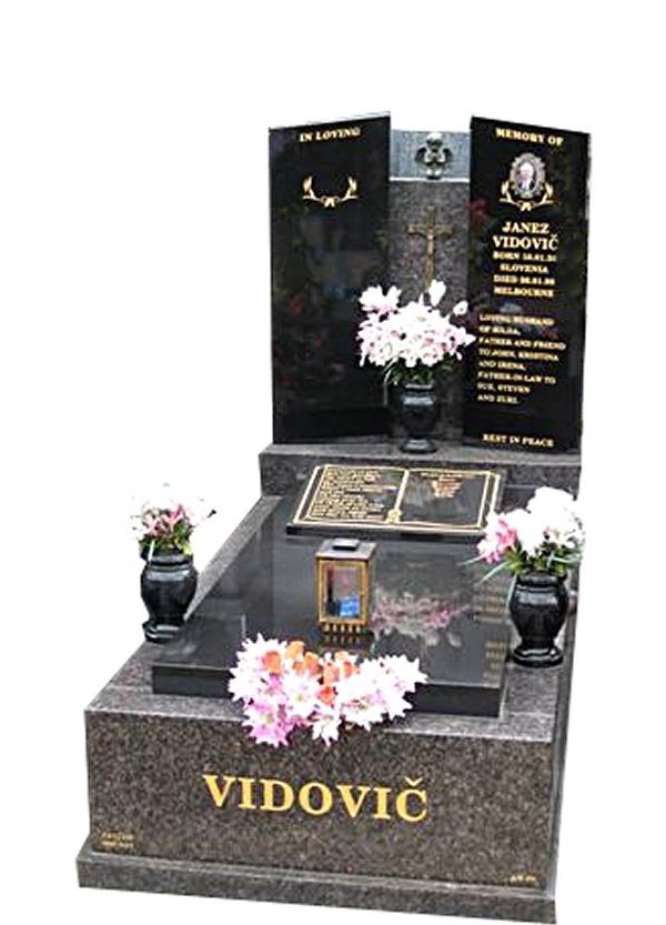 Springvale New Mahogany and B G Black Full Monument Janez Vidovic Cemetery Memorial