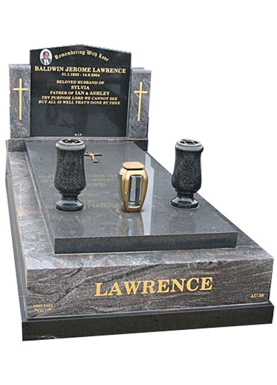 Springvale Paradiso and Royal Black Indian Granite Full Monument Lawrence Cemetery Memorial