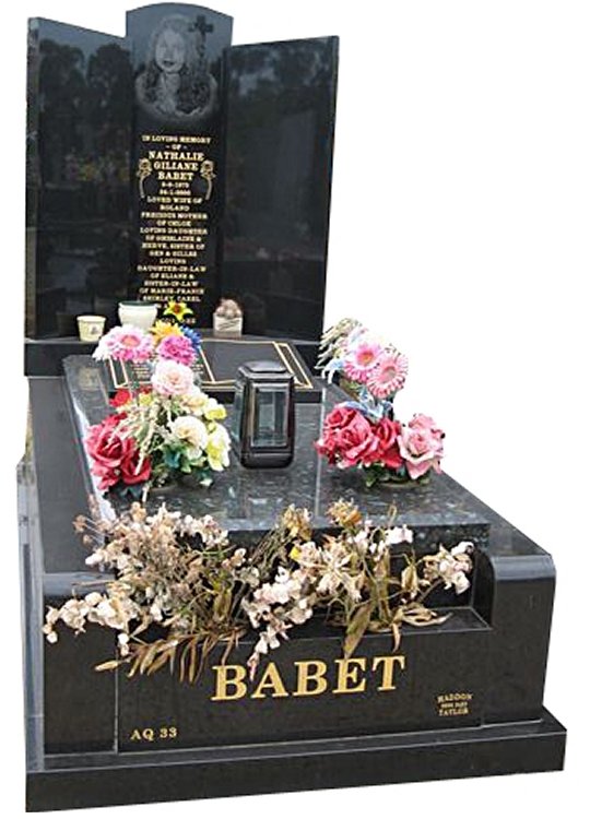 Springvale Royal Black and Emerald Pearl Indian Granites Full Monument Babet Cemetery Memorial