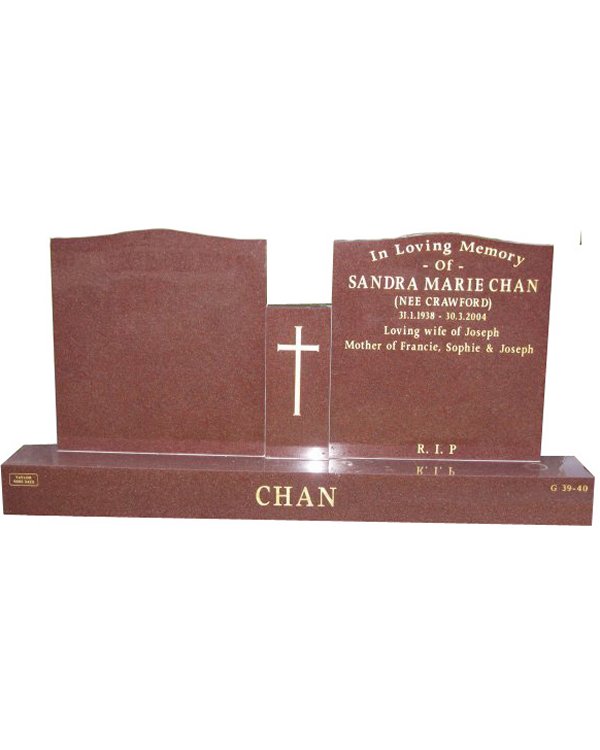 Cemetery Headstone in Sentinel Red Indian Granite for Chan at Templestowe Cemetery