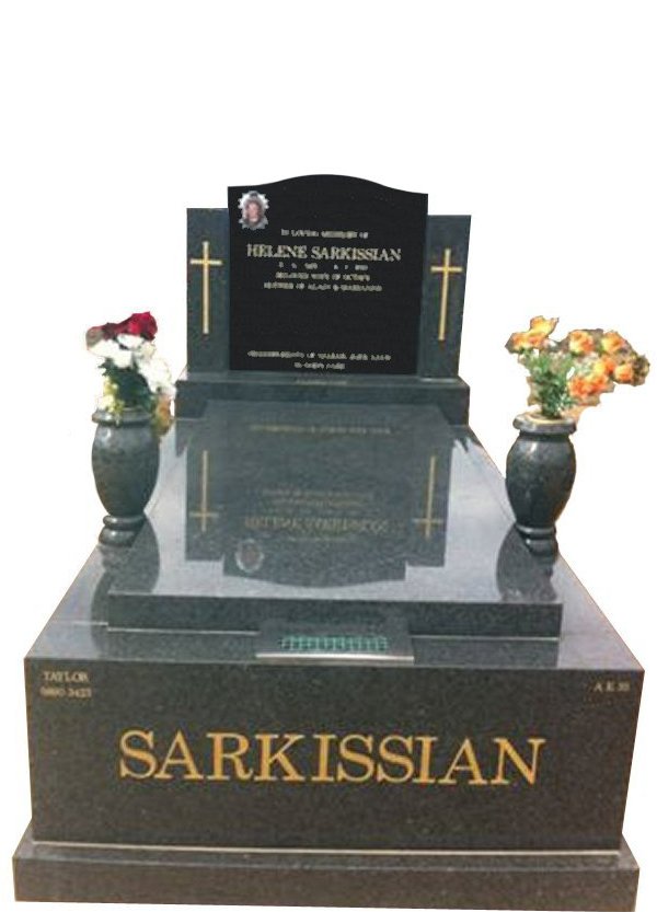 Cemetery Memorial in Midnight Star Black Indian Granite for Sarkissian at Springvale Botanical Cemetery