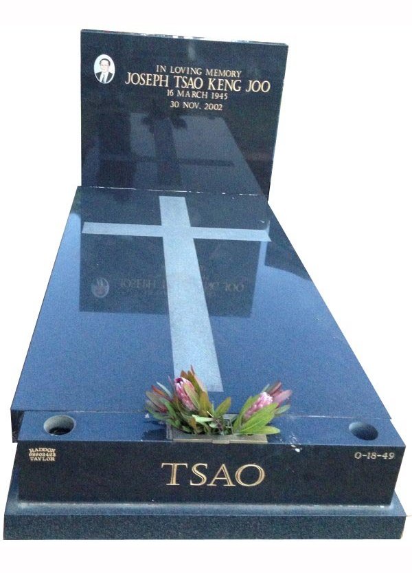 Cemetery Memorial in Regal Black (Dark) Indian Granite for Keng Tsao at Springvale Botanical Cemetery.