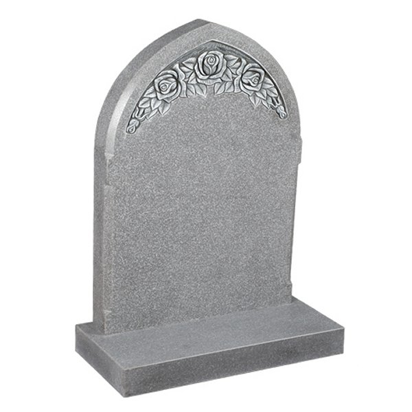 Floral Accent Granite Lawn Cemetery Headstone HT38 in Cera Grey Indian Granite