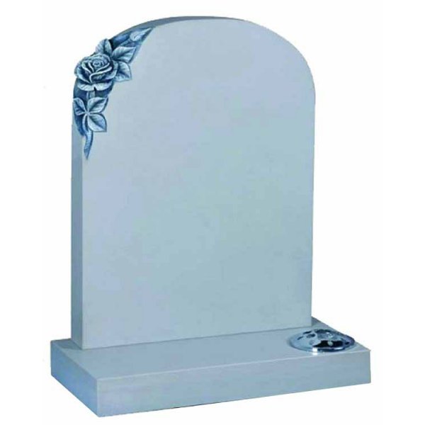 Floral Accent Granite Lawn Headstone HT4 in B G Black (Sand Blast Finish) Indian Granite