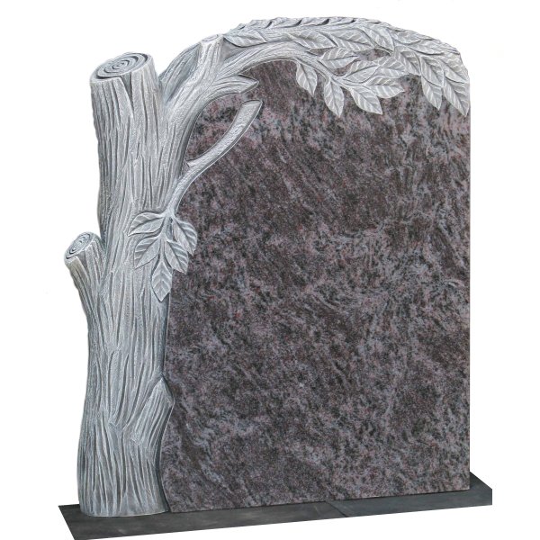 Floral Accent Granite Lawn Headstone HT45 in Vizag Blue Light Indian Granite