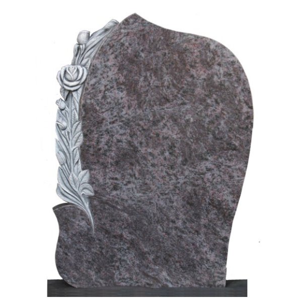 Floral Accent Granite Lawn Cemetery Headstone HT46 in Vizag Blue Light Indian Granite