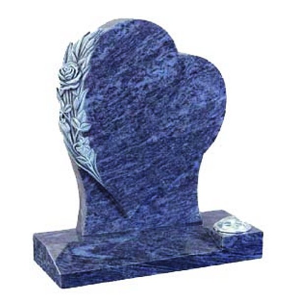 Floral Accent Granite Lawn Headstone HT50 in Vizag Blue Medium Indian Granite