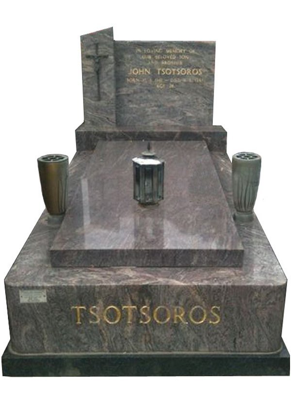 Granite Memorial and Full Monument Headstone in Paradiso Indian Granite for Tsotsoros at Springvale Botanical Cemetery