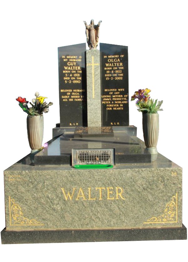 Granite Monument in Multicolour Red and Royal Black Indian Granite for Walter at Springvale Botanical Cemetery