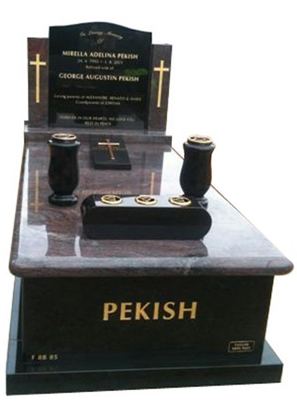 Granite Monument in Paradiso and Royal Black Indian Granite for Pekish at Springvale Botanical Cemetery