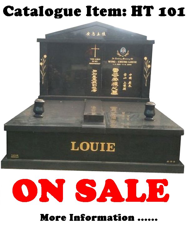 Gravestone Catalogue Item HT101 Monument Headstone in Regal Black (Dark) Indian Granite
