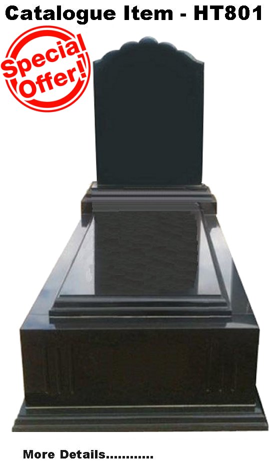 Gravestone Catalogue Item HT801 Monument Headstone in Royal Black Indian Granite